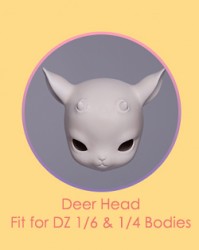 1/6 Deer Head (peach, nude, in stock)